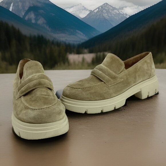 Paul Green Shoes Womens US 9.5 UK 7 Leather Suede Lug Loafers Super Soft Germany - Picture 1 of 12